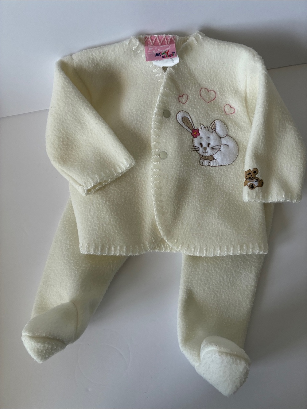 Cream Bunny Footed Baby Matching Set